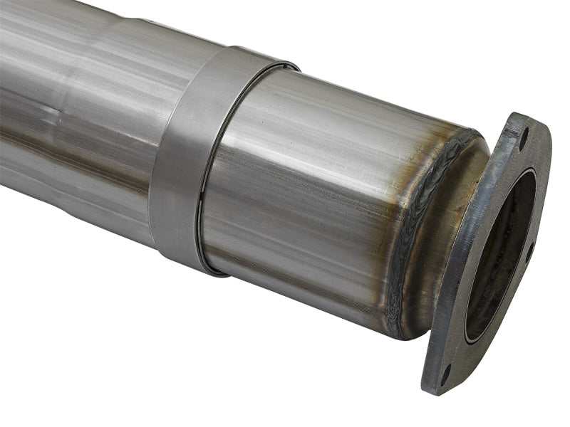 aFe Large Bore-HD 5in DPF Back 409 SS Exhaust System w/Black Tip 2017 Ford Diesel Trucks V8 6.7L(td) - 49-43090-B