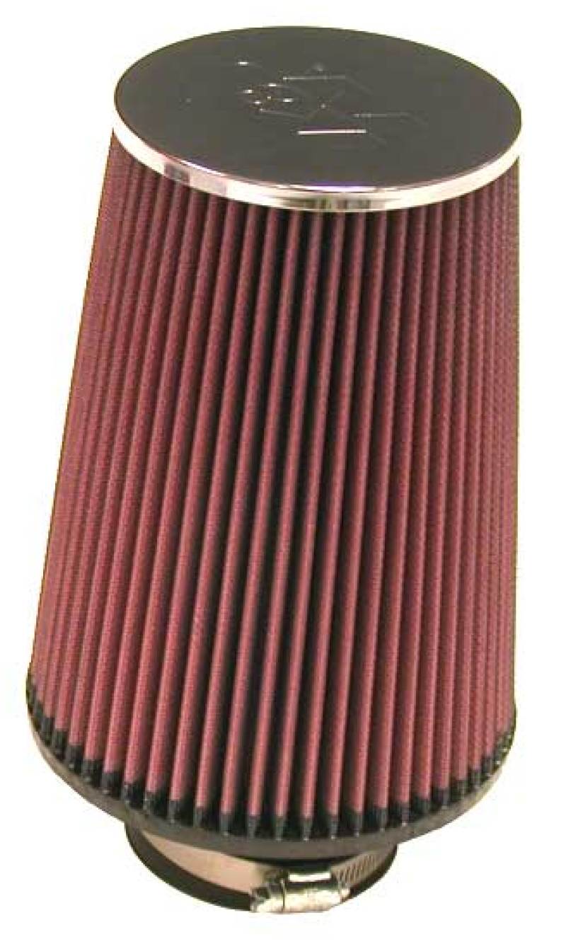 K&N Universal ChromeRound Tapered Air Filter 3in Flange ID / 6in Base OD / 4.5in Top OD / 8in Height - RC-5106 for 2002-2010 