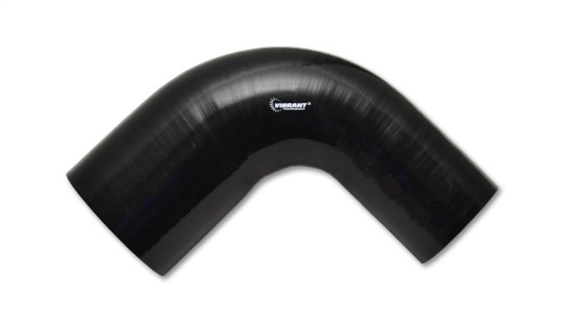 Vibrant 4 Ply Reinforced Silicone 90 degree Transition Elbow - 2.5in I.D. x 2.75in I.D. (BLACK) - 2781