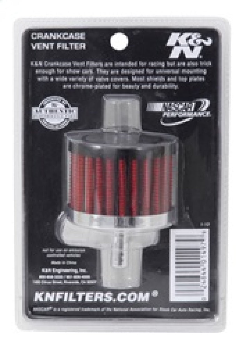 K&N Steel Base Crankcase Vent Filter 0.375in Vent OD x 2in OD x 1.5in Height - 62-1000