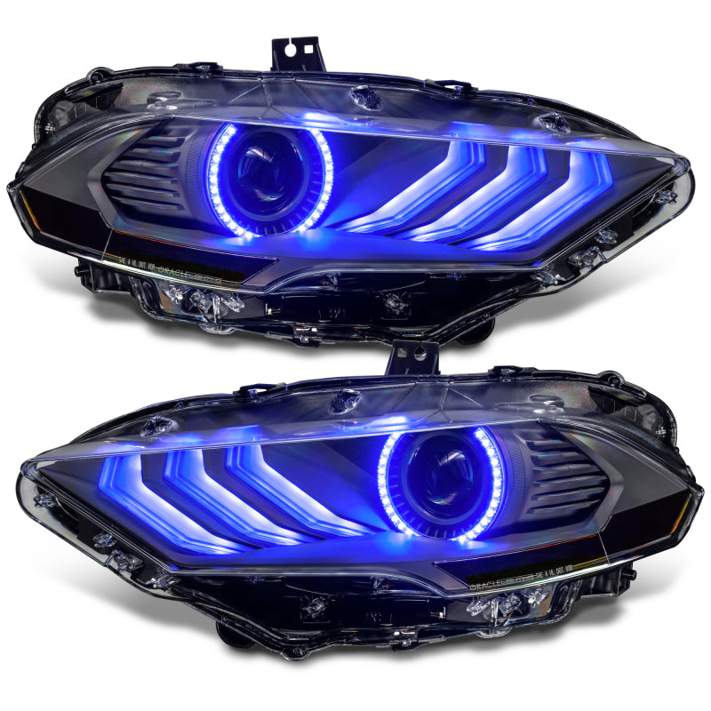 Oracle Lighting 18-23 Ford Mustang Dynamic ColorSHIFT LED Headlights - Black Series - 8204-332