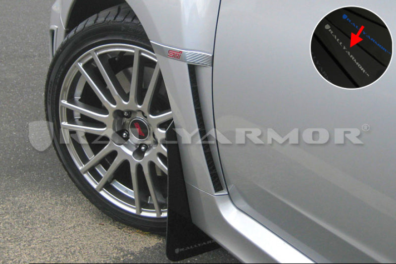 Rally Armor 11-14 Subaru WRX/STI (Sedan Only) Black UR Mud Flap w/ Silver Logo - MF19-UR-BLK/SIL