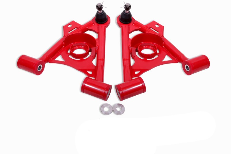BMR 79-93 Fox Mustang Non-Adj Lower A-Arms Standard Ball Joint Spring Pocket - Red - AA034R