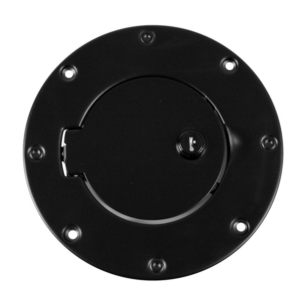 Rugged Ridge 97-06 Jeep Wrangler TJ Black Locking Gas Cap Door - 11229.04 for 1997-2006 Jeep Wrangler - front view