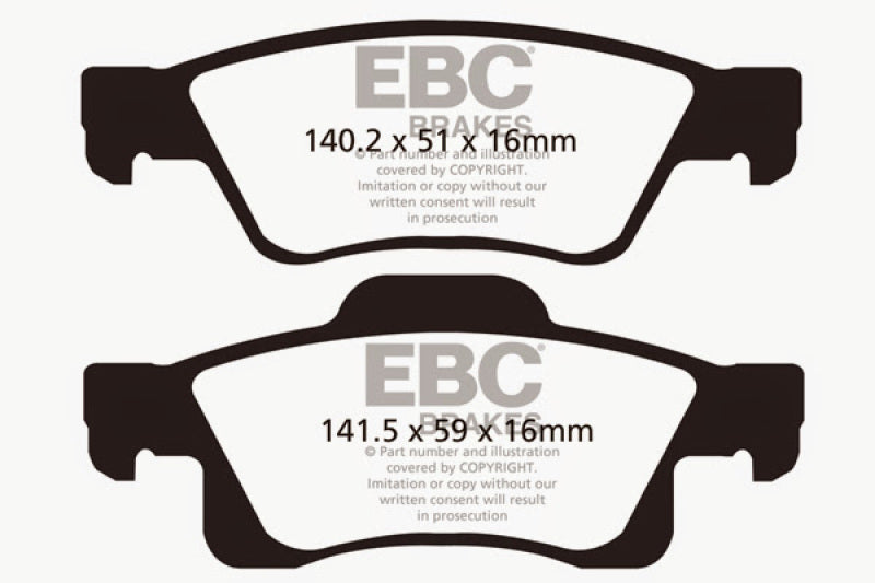 EBC 11+ Dodge Durango 3.6 Greenstuff Rear Brake Pads - DP61872