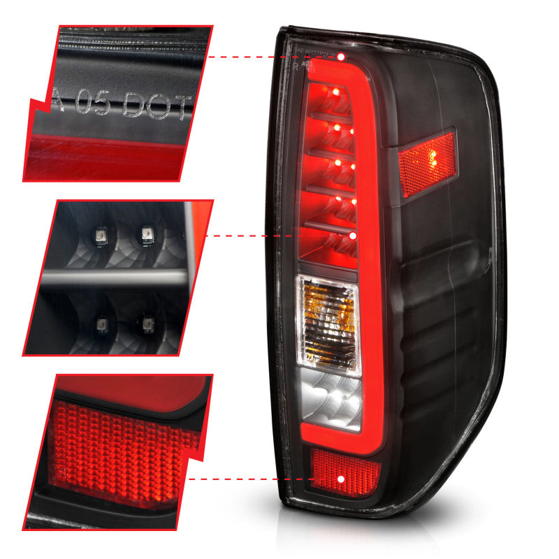 ANZO 2005-2021 Nissan Frontier LED Taillights Black Housing/Clear Lens - 311443