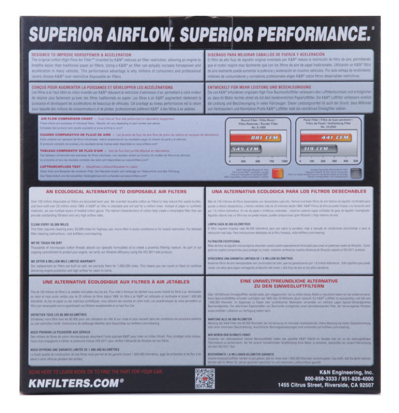 K&amp;N 87-92 Supra Turbo &amp; Non-Turbo Drop In Air Filter - E-2605-1