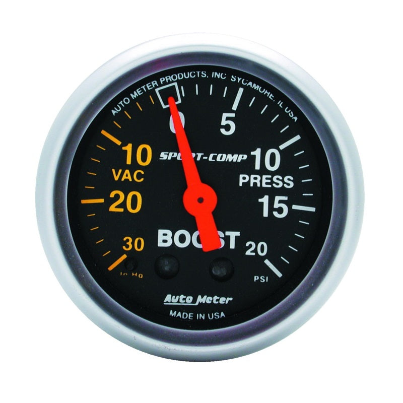 Autometer Sport-Comp 52mm 20 PSI Mechanical Boost Gauge - 3301