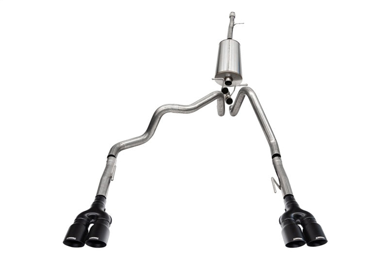 Corsa 19-23GMC Sierra 1500 Cat-Back Dual Rear Exit with Twin 4in Black Powder Coat Pro-Series Tips - 21200BPC