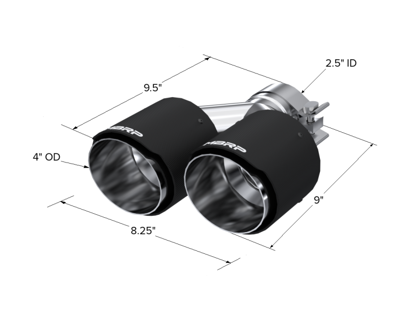MBRP Universal Carbon Fiber Dual Tip 4in OD/2.5in Inlet - T5177CF