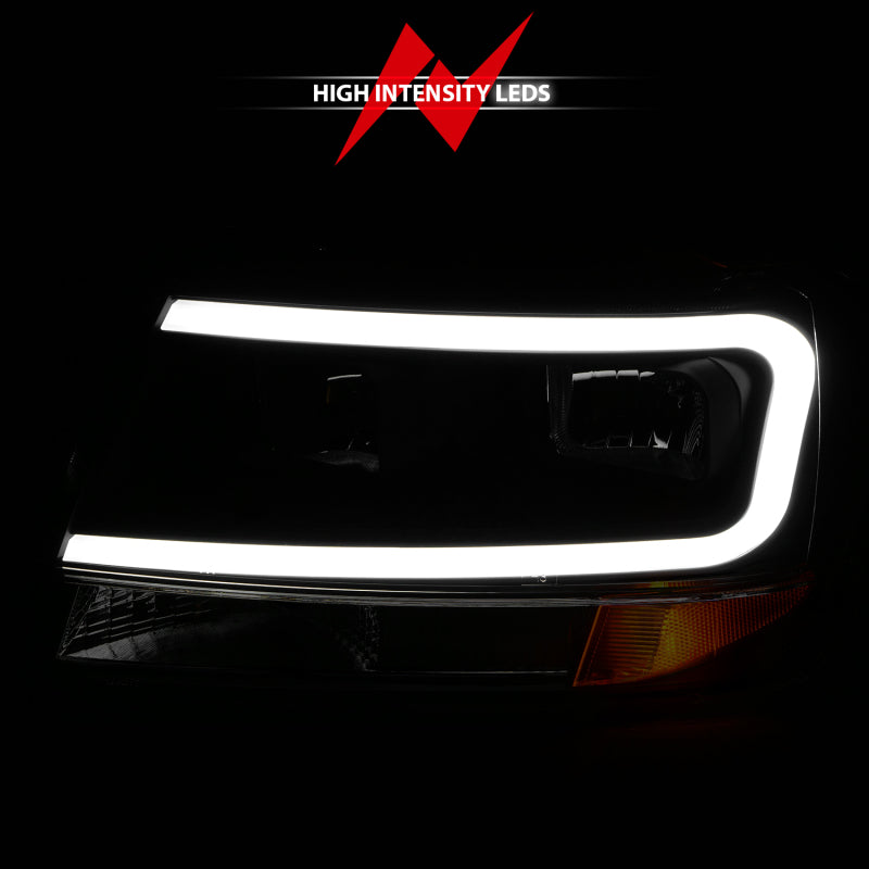 ANZO 99-04 Jeep Grand Cherokee Crystal Headlights - w/ Light Bar Black Housing - 111537