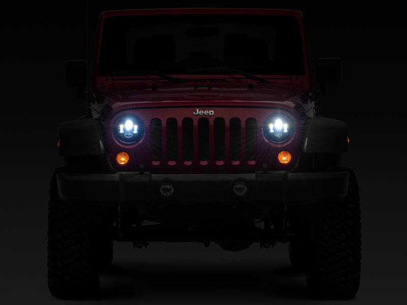 Raxiom 97-18 Jeep Wrangler TJ/JK Axial Series LED Daymaker Headlights- Black Housing (Clear Lens) - J108042