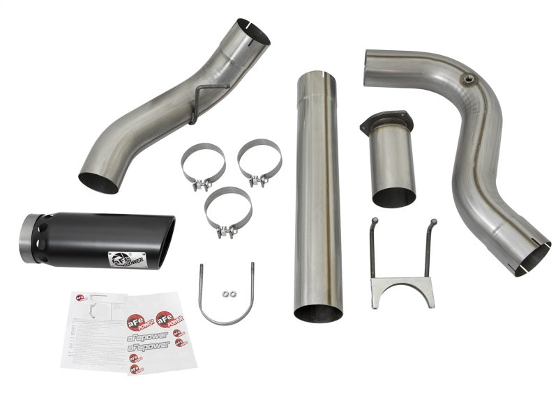 aFe Large Bore-HD 5in DPF Back 409 SS Exhaust System w/Black Tip 2017 Ford Diesel Trucks V8 6.7L(td) - 49-43090-B