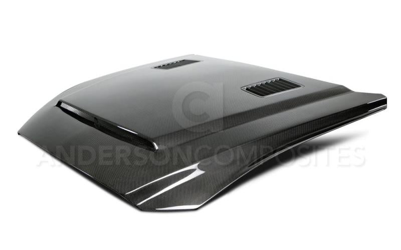 Anderson Composites 15-17 Ford Mustang (Excl. GT350/GT350R) Super Snake Double Sided Hood - AC-HD15FDMU-SN-DS