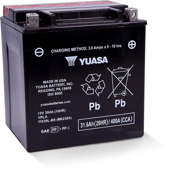 Yuasa YIX30L-BS-PW High Performance Maintenance Free AGM 12 Volt Battery - YUAM6230XPW for 2008-2015 Sea-Doo Wake 155