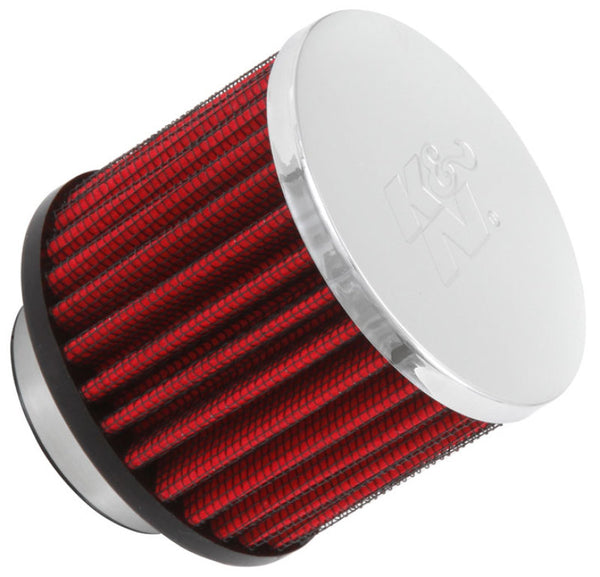 K&N 1.5in Flange ID x 3in OD x 2.5in H Chrome Finish Rubber Base Crankcase Vent Filter - 62-1460 by K&N Engineering - front v