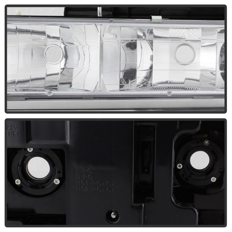 Xtune Chevy Suburban 94-98 Headlights w/ Corner &amp; Parking Lights 8pcs Chrome HD-JH-CCK88-AM-C-SET