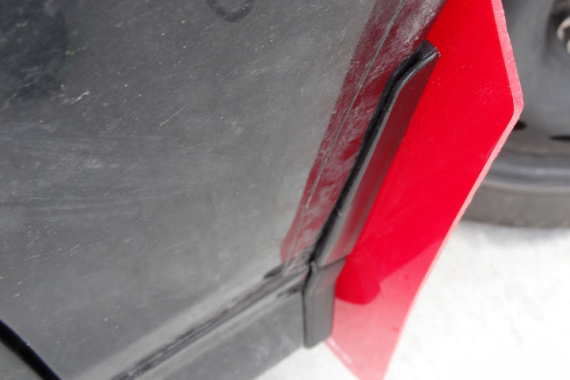 Clearance - Rally Armor 13-19 USDM Ford Fiesta ST Red UR Mud Flap w/ White Logo - RALMF29-UR-RD/WH