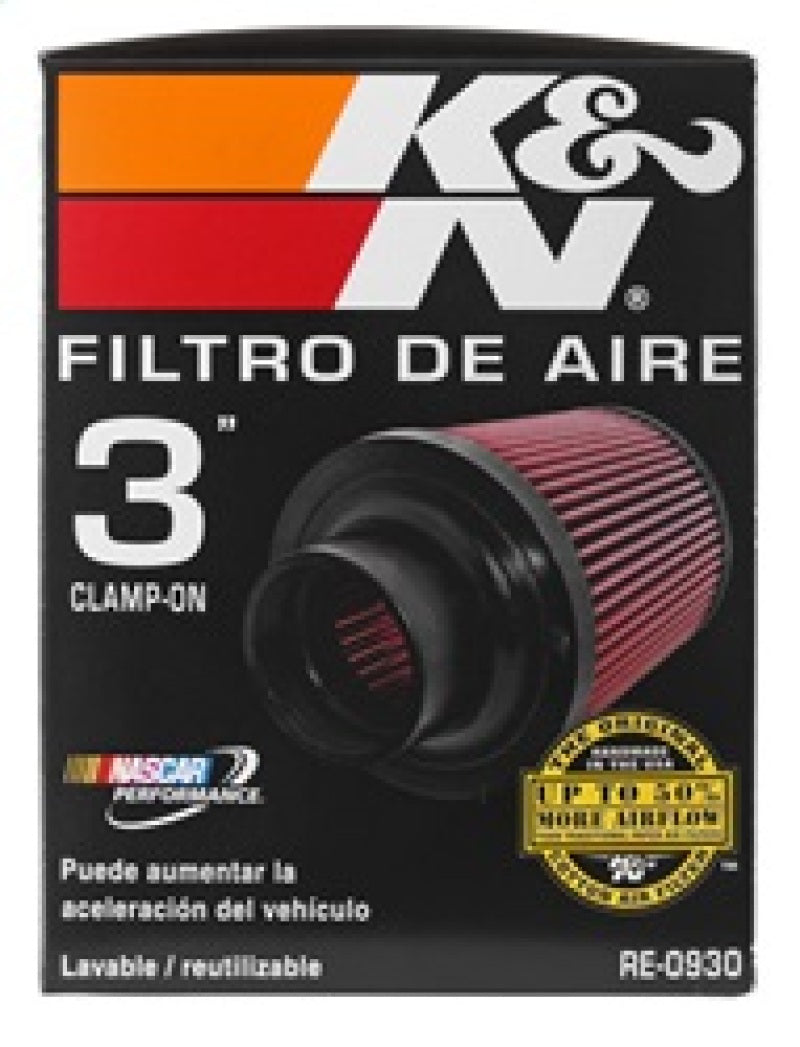K&amp;N Universal Rubber Filter - Round Tapered 6in Base OD x 3in Flange ID x 6in H - RE-0930
