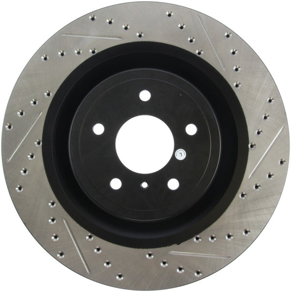 StopTech Infiniti G37 / Nissan 370Z SportStop Slotted & Drilled Front Left Rotor - 127.42100L for 2014-2023 INFINITI Q50 - fr