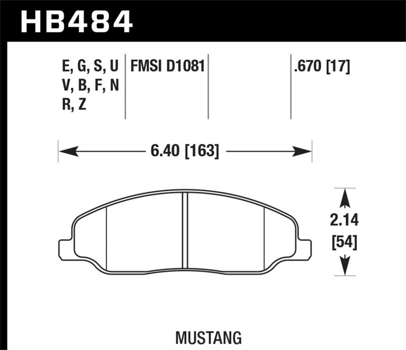 Hawk 05-10 Ford Mustang GT &amp; V6 / 07-08 Shelby GT HP+ Street Front Brake Pads - HB484N.670