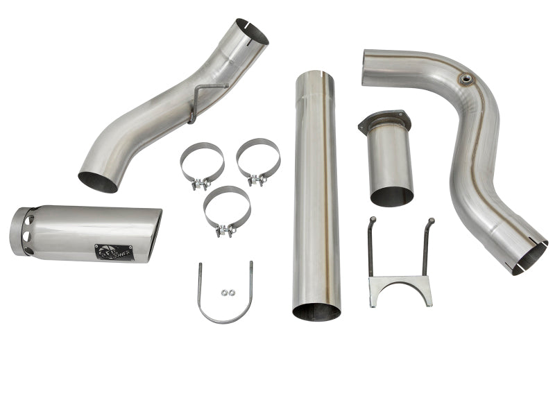 aFe LARGE BORE HD 5in 409-SS DPF-Back Exhaust w/Polished Tip 2017 Ford Diesel Trucks V8 6.7L (td) - 49-43090-P