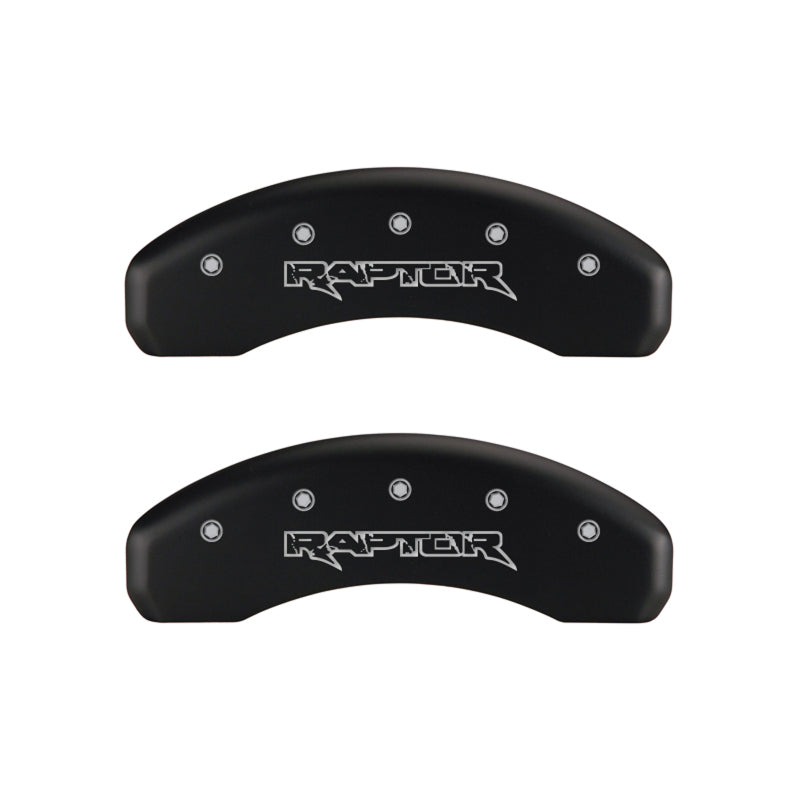 MGP 4 Caliper Covers Engraved Front &amp; Rear Raptor Red finish silver ch - 10219SRPTRD