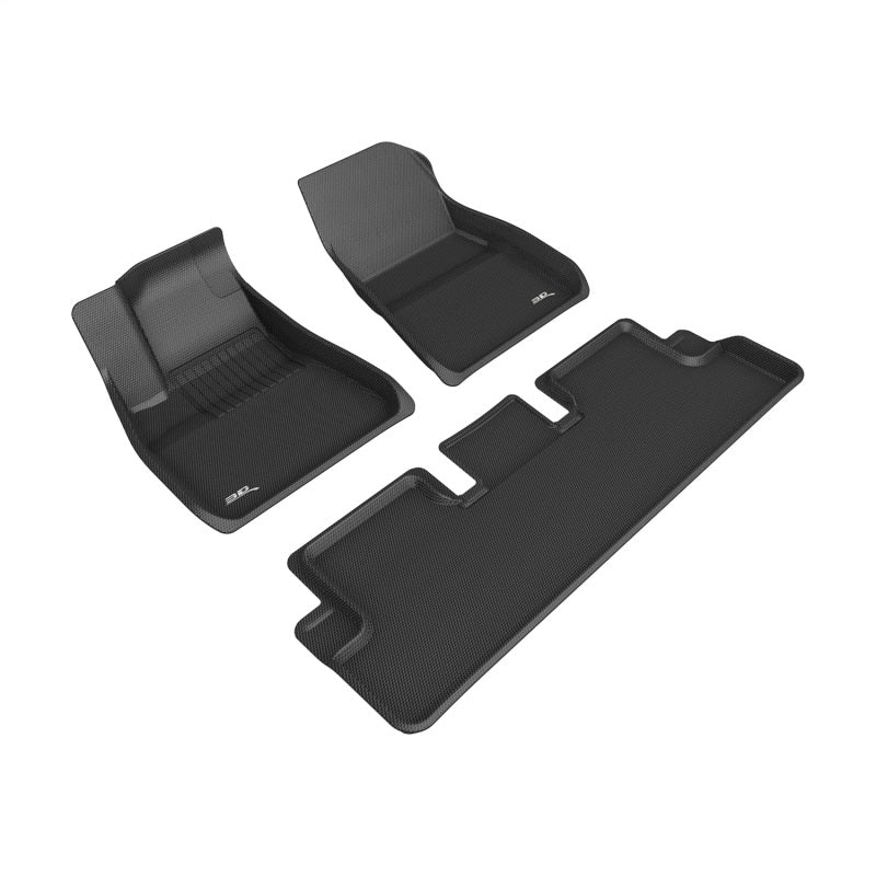 3D MAXpider 20-22 Tesla Model 3 Kagu 1st &amp; 2nd Row Floormats - Black - ACEL1TL02601509
