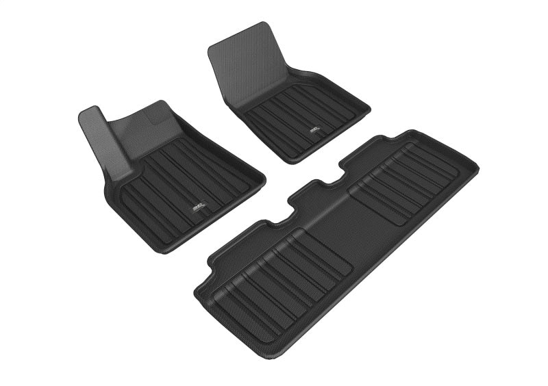 3D MAXpider 2020-2021 Tesla Model Y Elitect 1st &amp; 2nd Row Floormats - Black - ACEE1TL02701809