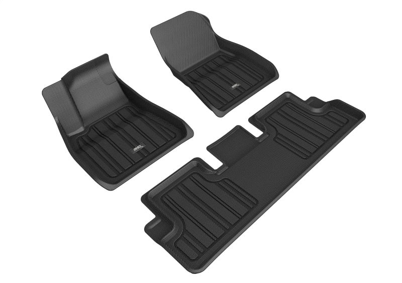 3D MAXpider 2020-2022 Tesla Model 3 Elitect 1st &amp; 2nd Row Floormats - Black - ACEE1TL02601809