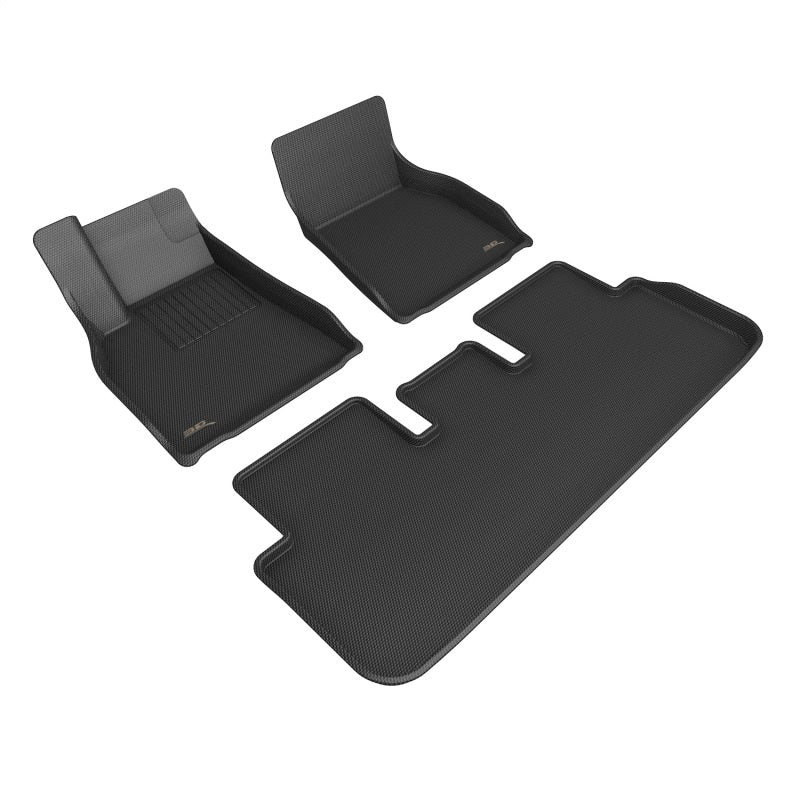 3D MAXpider 21-22 Tesla Model S Kagu 1st &amp; 2nd Row Floormats - Black - ACEL1TL03801509