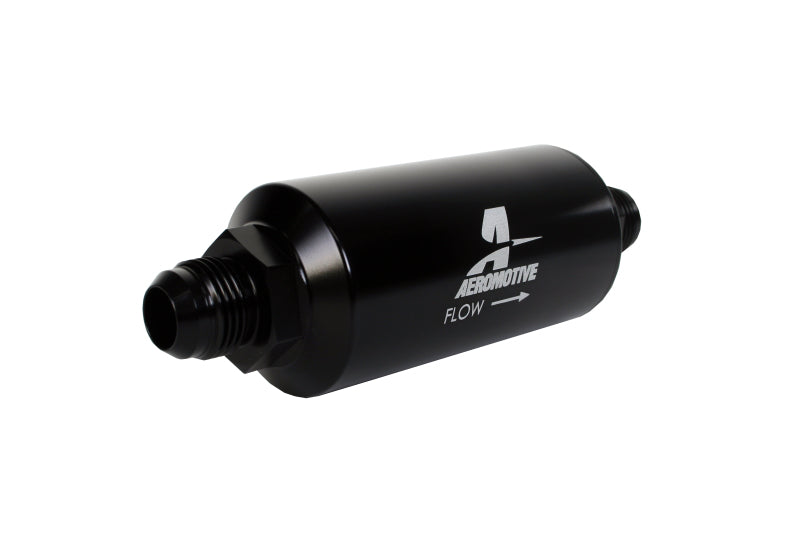 Aeromotive Stainless 6an Inline Fuel Filter 40 Micron 2in OD Black Aeromotive Stainless 6an Inline Fuel Filter 40 Micron 2in OD Black
