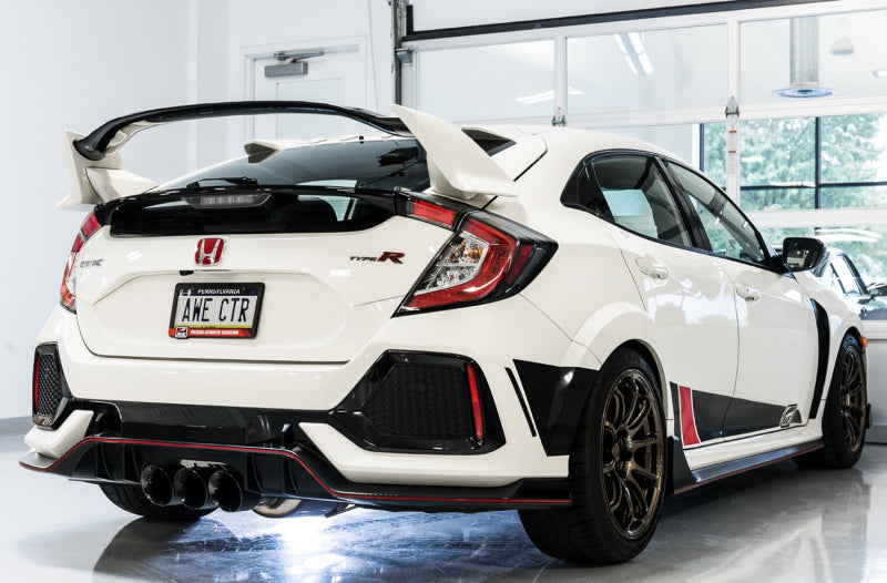 AWE Tuning 2017+ Honda Civic Type R Touring Edition Exhaust w/Front &amp; Mid Pipe - Diamond Blk Tips
