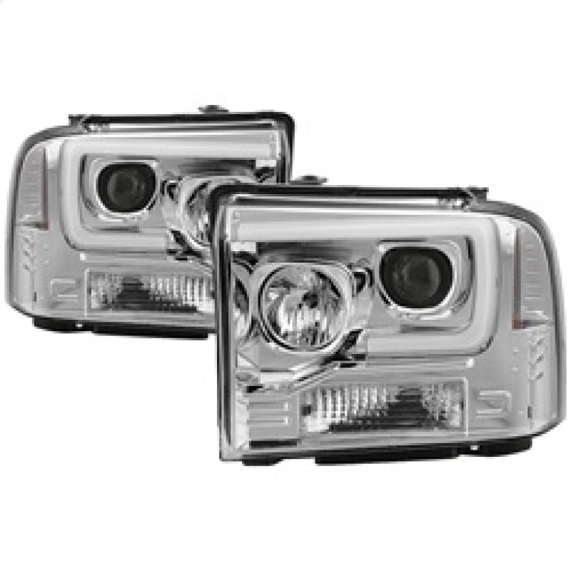 Spyder 05-07 Ford F250/350/450 SD Ver 2 Proj Headlights - Light Bar DRL - Black PRO-YD-FS05V2-LB-C