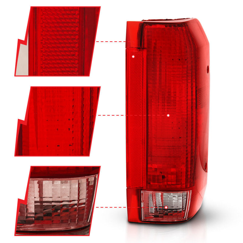 ANZO 1992-1996 Ford Bronco Taillight Red/Clear Lens (OE Replacement) - 311306