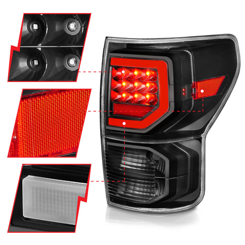 Anzo 07-11 Toyota Tundra Full LED Tailights Black Housing Clear Lens G2 (w/C Light Bars) - 311386