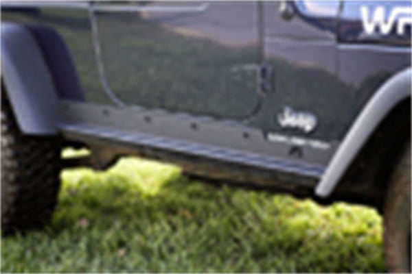 Rugged Ridge Heavy Duty Rocker Panel Guards 97-06 Jeep Wrangler TJ - 11504.15 for 1997-2006 Jeep Wrangler - front view