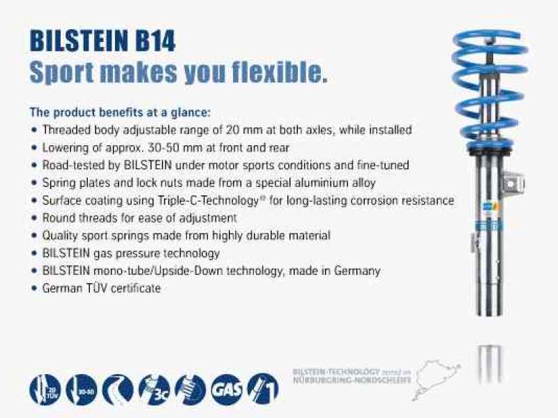 Bilstein B14 (PSS) 2015 Audi A3 / 2015 Volkswagen Golf GTI Front & Rear Performance Suspension Sys - 47-251588