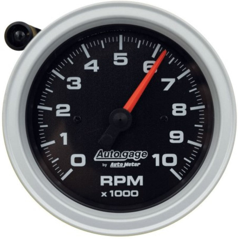 AutoMeter Tachometer Gauge 10K RPM 3 3/4in Pedestal w/Ext. Shift-Light - Black Dial/Black Case - 233908