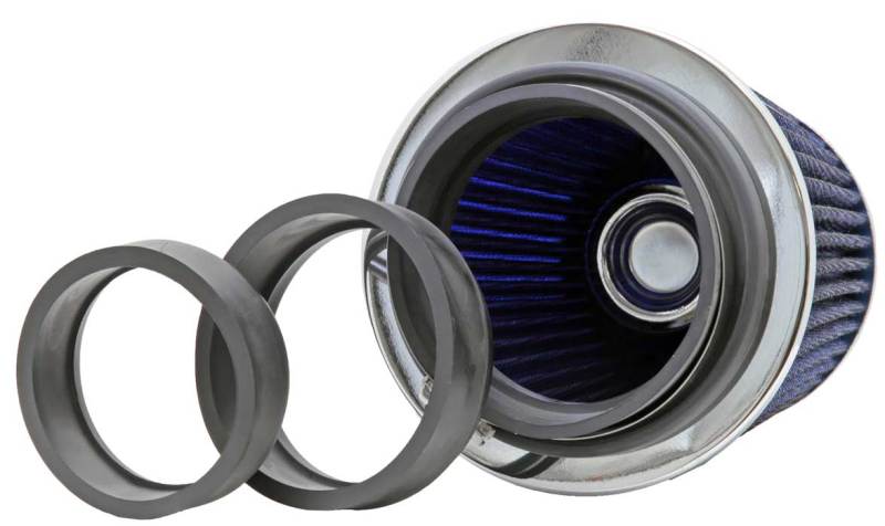 K&N Universal Air Filter Chrome Round Tapered Blue - 4in Flange ID x 1.125in Flange Length x 5.5in H - RG-1001BL
