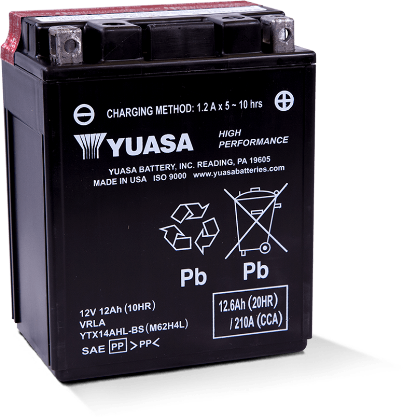 Yuasa YTX14AHL-BS High Performance AGM 12 Volt Battery - YUAM62H4L