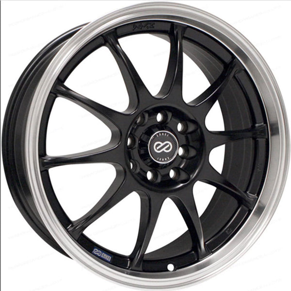 Enkei J10 17x7 5x100/114.3 38mm Offset Dia Matte Black w/ Machined Lip Wheel - 409-770-12BK by Enkei