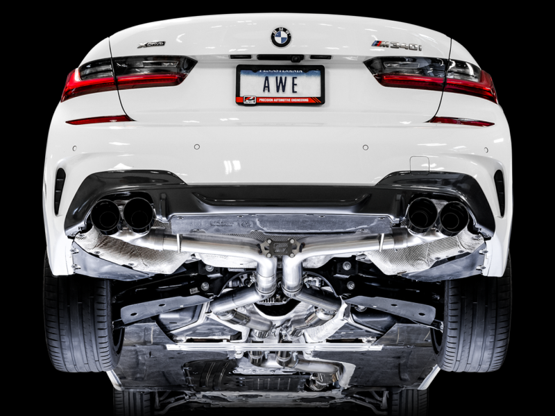 AWE Tuning 2019+ BMW M340i (G20) Track Edition Exhaust - Quad Diamond Black Tips