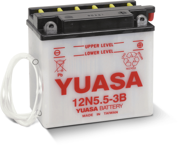 Yuasa 12N5.5-3B Conventional 12 Volt Battery - YUAM2255B for 1984-1985 Yamaha RZ350