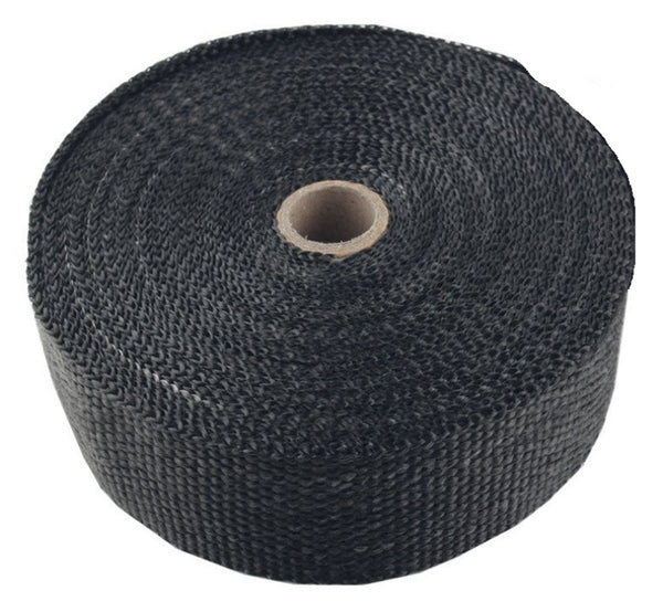Torque Solution Fiberglass Exhaust Wrap Universal 1inx50ft - Black - TS-EW-2X25BK by Torque Solution
