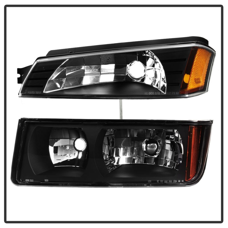 xTune 02-06 Chevy Avalanche w/Cladding OEM Bumper Light &amp; Headlights - (BLACK) (HD-JH-CAVA02-SET-BK) - 9040641