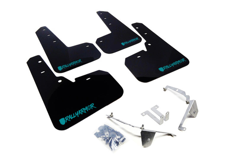 Rally Armor 13-17 Subaru Crosstrek XV Black UR Mud Flap w/ Teal Altered Font Logo - MF26-UR-BLK/TL-X