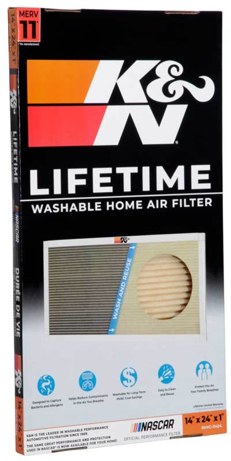 K&N HVAC Filter - 14 X 24 X 1 - HVC-11424
