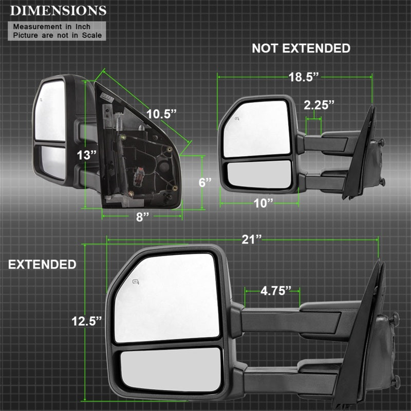 xTune 15-17 Ford F-150 Heated Telescoping Mirrors (Pair) (MIR-FF15015-G4-PWH-SET) - 9943058