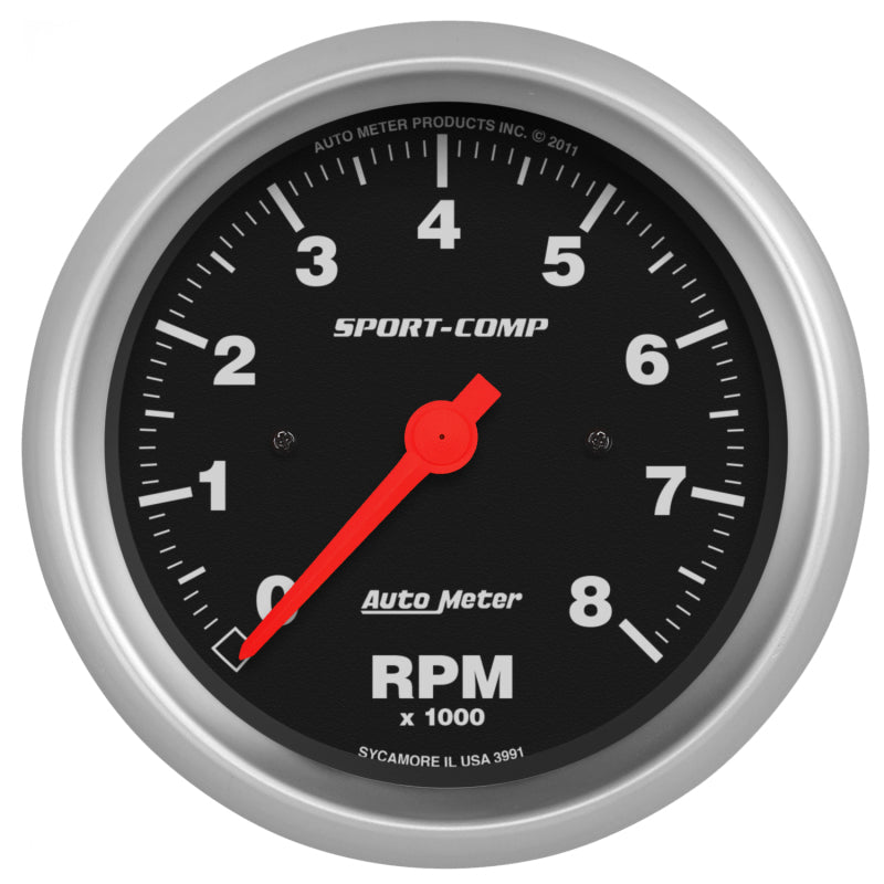 Autometer Sport-Comp 3-3/8 inch 8000 RPM Electronic In Dash Tach - 3991